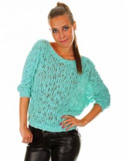 Ladies Chunky Crochet Knit Sweater Batwing Top Jumper MADE IN ITALY UK 10/12 873 (One size US 8/10 EU 38/40, Mint) at  Womens Clothing store: Cardigan Sweaters