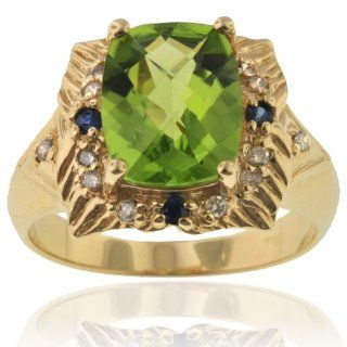 Michael Valitutti 14K Yellow Gold Peridot & Diamond Ring   SIZE 6: Michael Valitutti: Jewelry
