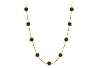 Diamonds By The Yard Necklace in 14K Yellow Gold Bezel Set 1.ct.tw Black Diamonds: LOVEBRIGHT: Jewelry