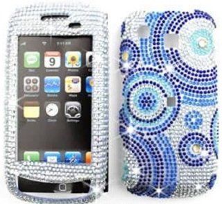 Samsung Impression A877 Full Diamond Crystal, Blue Circles on White Full Rhinestones/Diamond/Bling   Hard Case/Cover/Faceplate/Snap On/Housing Cell Phones & Accessories