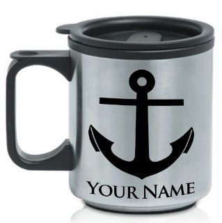 Personalized Stainless Steel Coffee Mug   BOAT ANCHOR   Laser engrave your name for FREE.: Kitchen & Dining
