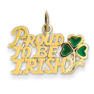 14k Yellow Gold Enameled Proud to be Irish Charm: Clasp Style Charms: Jewelry