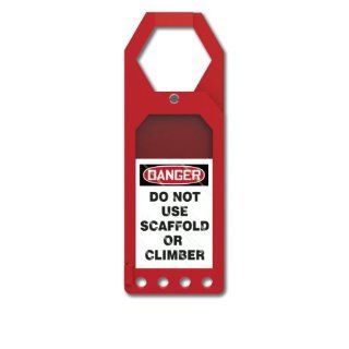 Accuform Signs TSS902 Plastic Secure Status Tag Holder, Legend "DANGER DO NOT USE SCAFFOLD OR CLIMBER", 3 1/2" Width x 10" Height x 3/8" Depth, White/Black on Red Lockout Tagout Locks And Tags