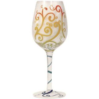 Westland Giftware 9 Inch Rainbow Ribbon Wine Glass, 15 Ounce: Kitchen & Dining