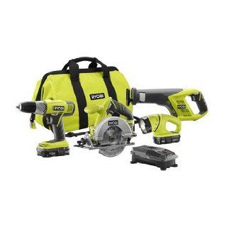 Factory Reconditioned Ryobi ZRP883 ONE Plus 18V Lithium Ion 4 Tool Super Combo Kit   Power Tool Combo Packs  