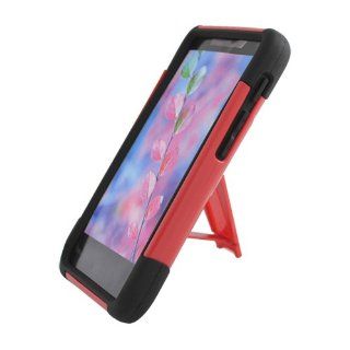 Eagle Cell PHMOTXT907YSTBKRD HypeKick Hybrid Protective Gummy TPU Case with Kickstand for Motorola Droid RAZR M XT907   Retail Packaging   Black/Red: Cell Phones & Accessories