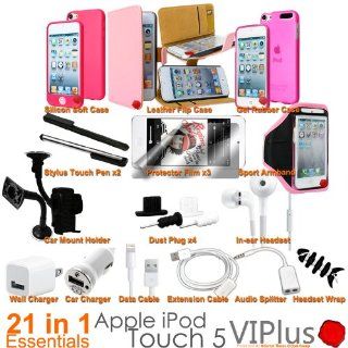 Generic 21in1 Pack Accessory Bundle Kit for Apple iPod Touch 5 Leather Gel Case Holder Pink Cell Phones & Accessories