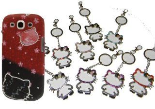 GALAXY S3 HELLO KITTY FACES RED & BLACK + HELLO KITTY KEYCHAIN (COLOR CHOSEN AT RANDOM) Cell Phones & Accessories