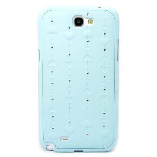 Love Rhinestone Case Cover for Samsung Galaxy Note 2 II N7100 Skyblue + 1 gift: Cell Phones & Accessories