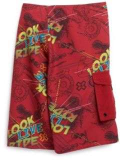 X Games Boys 2 7 Cargo Pocket Nylon Short,Red,4 Clothing