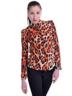 Anna Kaci S/M Fit Orange Chester Cheetos Inspired All Over Cheetah Print Top at  Womens Clothing store: Blouses