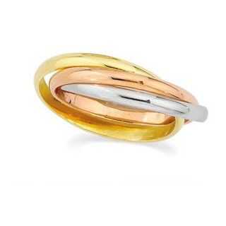 18K Yellow Gold 18Ky/plat Tri Color Rolling Ring, Size: 5: Jewelry