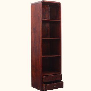 Contemporary Indian Rosewood Open Shelf Bookcase w Drawers  