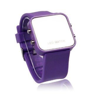 Men Lady Sport Unisex Luxury Mirror LED Digital Date Jelly Soft Rubber Material Gift Casual Wrist Watch Purple at  Men's Watch store.