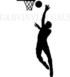 BOYS BASKETBALL PLAYER SILHOUETTE BOYS ROOM WALL LETTERING VINYL DECAL LARGE SIZE   Wall Decor Stickers  