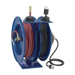 Coxreels C L350 5016 F Dual Purpose Electric/Air Spring Rewind Reels: 50' 3/8" I.D. hose, 300 PSI; G.F.C.I. Receptacle, 50' cord, 16 AWG: Air Tool Hose Reels: Industrial & Scientific