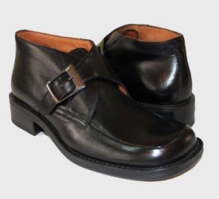 Genuine Black Leather Buckle Short Boot by Givaldi of Italy #8952 Shoes