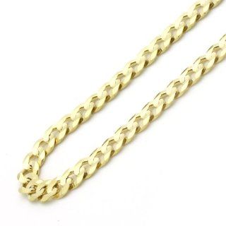 14K Yellow Gold 4mm Concaved Light Curb Chain Necklace 22" with Lobster Claw: Jewelry