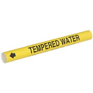 Brady 4140 A Bradysnap On Pipe Marker, B 915, Black On Yellow Coiled Printed Plastic Sheet, Legend "Tempered Water": Industrial Pipe Markers: Industrial & Scientific