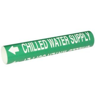 Brady 4024 C Snap On 2 1/2"   3 7/8" Outside Pipe Diameter B 915 Coiled Printed Plastic Sheet White On Green Color Pipe Marker Legend "Chilled Water Supply": Industrial Pipe Markers: Industrial & Scientific