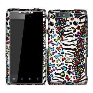 White Rainbow Zebra Cheetah Leopard Hard Case Cover For Motorola Droid Razr Maxx 912M 913 916 Razor Max with Free Pouch: Cell Phones & Accessories