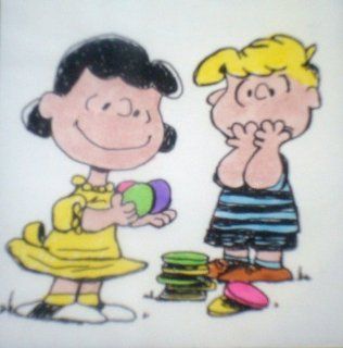 Peanuts Characters Pogs, Original Illustrations, Lucy and Schroeder: Charles Schulz: Entertainment Collectibles