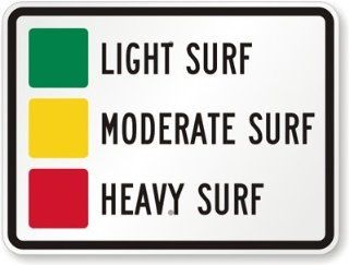 Light Surf, Moderate Surf, Heavy Surf, Heavy Duty Aluminum Sign, 80 mil, 24" x 18"