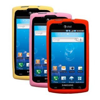Three Silicone Cases / Skins / Covers for Samsung Captivate / SGH I897   Yellow, Light Pink, Orange: Cell Phones & Accessories