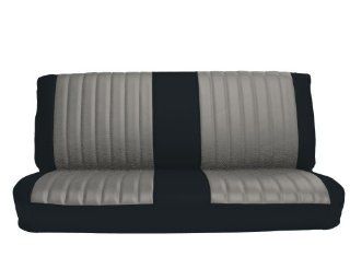 Acme U1005 898L Front Black Vinyl Bench Seat Upholstery with Silver Regal Velour Pleated Inserts: Automotive