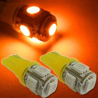 Amber 360 Degree Shine 158 192 W5WB 921 T10 5 SMD LED Bulbs For Car License Plate, Parking, Interior and Door Lights: Automotive