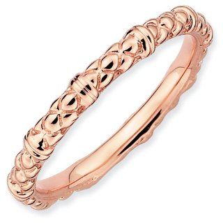 Stackable Expressions .925 Sterling Silver Pink Finishd Cable Ring: Jewelry