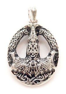 Silver Viking Almighty God Thors Hammer Thor Son Of Odin Ruler Of Asgard Shield Protecter Mjolnir Pendant Nordic 925 St Sterling Silver Plated North Germanic Symbol 30 x 40 MM 925 Sterling Silver Two Sided Design: Everything Else