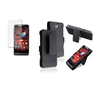 CommonByte FOR MOTOROLA DROID RAZR M XT907 BLACK HARD CASE COVER BELT CLIP HOLSTER+GUARD: Cell Phones & Accessories