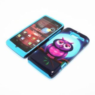 For Motorola Droid Razr M XT907 / Motorola RAZR i XT890 2 in 1 Hybrid Cover Case Full Moon Owl PC + Blue Silicone Cell Phones & Accessories