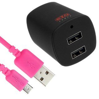 EZOPower 3.1A 2 Port USB Wall AC Charger Adapter with collapsible Prong + 6 Feet Hot Pink Micro USB Cable for Nokia Lumia 610, 635, Icon (929), 1520, 1020, 520, 521and more Cellphone Smartphone Tablet: Cell Phones & Accessories