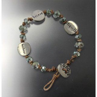 Strength Glass Bead Bracelet Color: Gray: Strand Bracelets: Jewelry