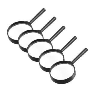 5 Pcs Black Plastic Frame 60mm Lens Handheld 3X Magnifier Magnifying Glass : Office Products