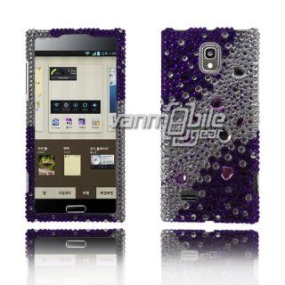 VMG For LG Spectrum 2 VS930 (2nd Gen) Cell Phone Gem Bling Rhinestones Faceplate Design Hard Case Cover   Purple Silver Rain Drops: Cell Phones & Accessories
