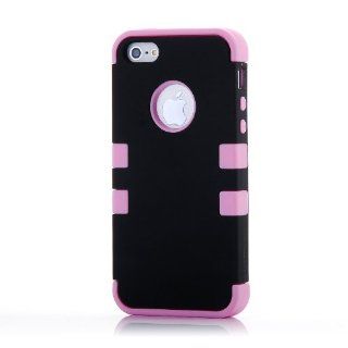USAMZ909™ Hard Hybrid Case Snap On Cover For iPhone 5 Combo TUFF Silicone Hot Pink/Black: Electronics