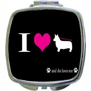 Rikki KnightTM I Love My Cardigan Welsh Corgi Dog Design Compact Mirror : Personal Makeup Mirrors : Beauty