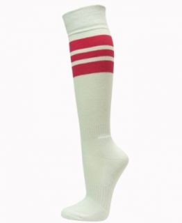 Couver Stripe on White Knee High Sports/Softball Socks, Hot Pink, Medium Clothing