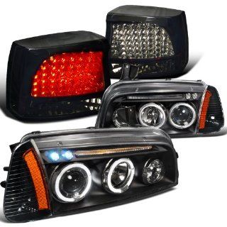 Dodge Charger Black Led Halo Headlights, Corner Lamp, Piano Black Led Tail Light: Automotive