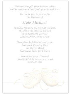 Embossed Booties Baptism Christening Invitations   Set of 20 : Paper Stationery Sets : Baby