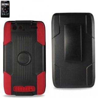 Reiko RKSLCPC09 MOTXT912BKRD Premium Durable Protective Case for Motorola Droid Razr XT912 with Kickstand   1 Pack   Retail Packaging   Black/Red: Cell Phones & Accessories