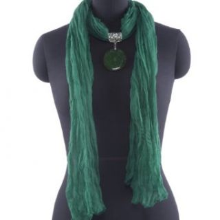 Fashion Jewelry Wrap Green Long Necklace Scarf Cute Natural Stone Pendant Charm at  Womens Clothing store