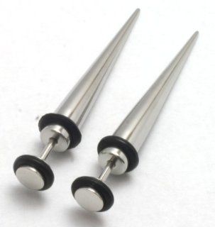 Pair of Fake Cheater Tapers for Ears Steel 0g Look Gauges   Fits Normal Pierced Ear: Jewelry