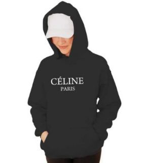 Celine Paris Hooded Sweatshirt  Black S: Novelty Hoodies: Clothing