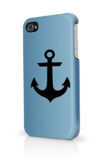 Aqua Black Anchor iPhone 4 Case Fits iPhone 4 & iPhone 4S Full Print Plastic Snap On Case: Cell Phones & Accessories