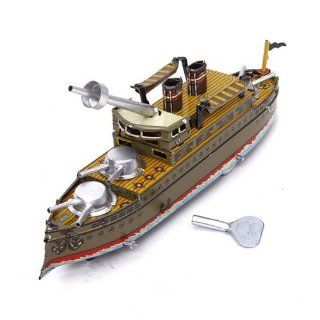 Battleship Espana, Metal Boat Winds Up, Steel Tin Toy Collection, Size : 8" X 3.5" X 2": Everything Else