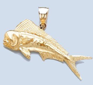 Gold Nautical Charm Pendant 3 D Male Dorado (mahi mahi): Million Charms: Jewelry
